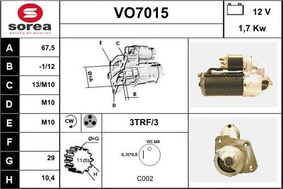 Sera VO7015 - Starteris www.autospares.lv