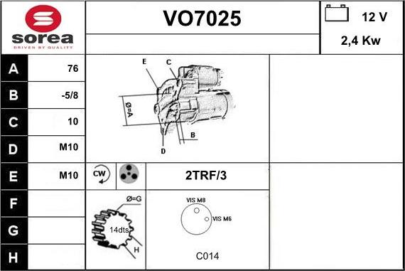 Sera VO7025 - Starteris www.autospares.lv