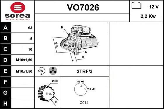 Sera VO7026 - Starteris www.autospares.lv