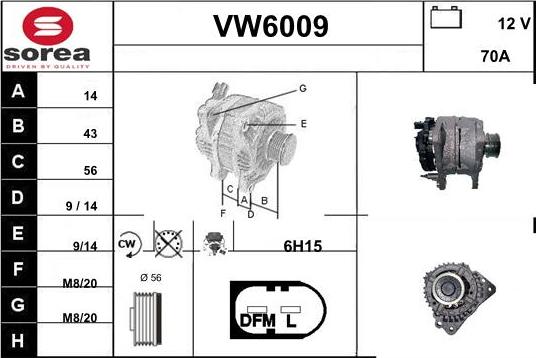 Sera VW6009 - Alternator www.autospares.lv