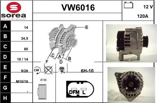 Sera VW6016 - Alternator www.autospares.lv