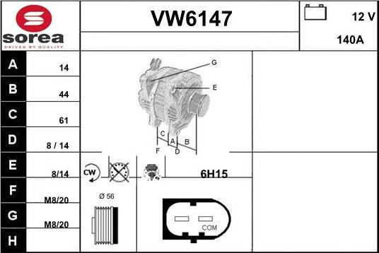 Sera VW6147 - Ģenerators www.autospares.lv