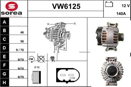 Sera VW6125 - Alternator www.autospares.lv