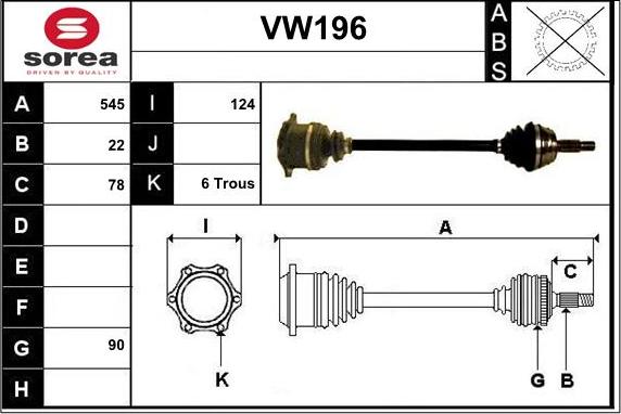 Sera VW196 - Piedziņas vārpsta autospares.lv