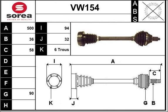 Sera VW154 - Drive Shaft www.autospares.lv