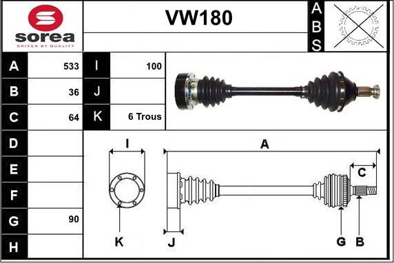 Sera VW180 - Drive Shaft www.autospares.lv