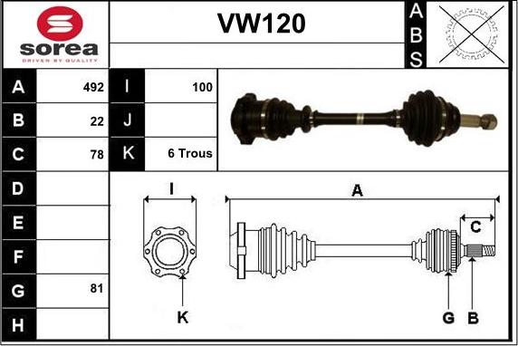 Sera VW120 - Piedziņas vārpsta autospares.lv