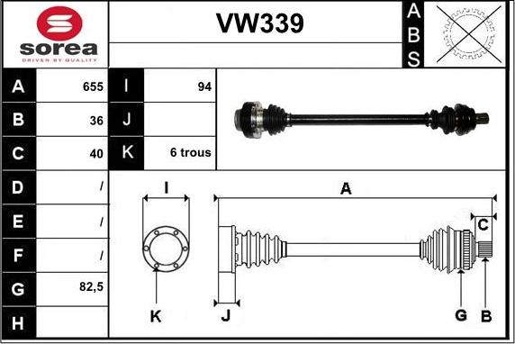 Sera VW339 - Drive Shaft www.autospares.lv