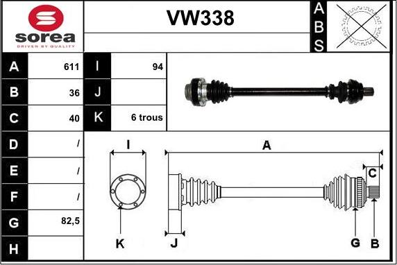 Sera VW338 - Drive Shaft www.autospares.lv