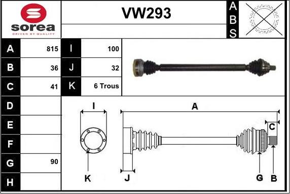 Sera VW293 - Piedziņas vārpsta autospares.lv