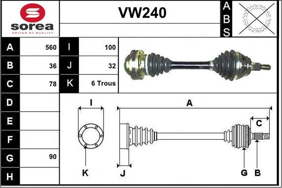 Sera VW240 - Piedziņas vārpsta www.autospares.lv