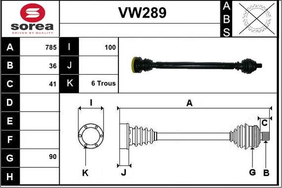 Sera VW289 - Piedziņas vārpsta autospares.lv