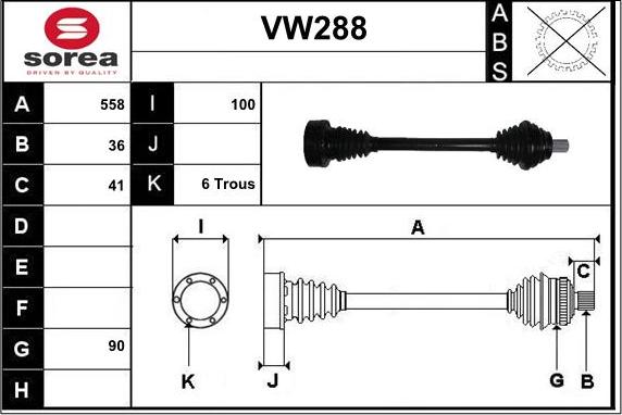 Sera VW288 - Piedziņas vārpsta autospares.lv