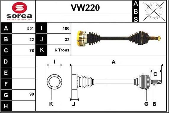 Sera VW220 - Piedziņas vārpsta autospares.lv