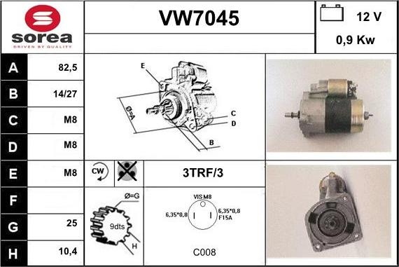 Sera VW7045 - Starteris www.autospares.lv