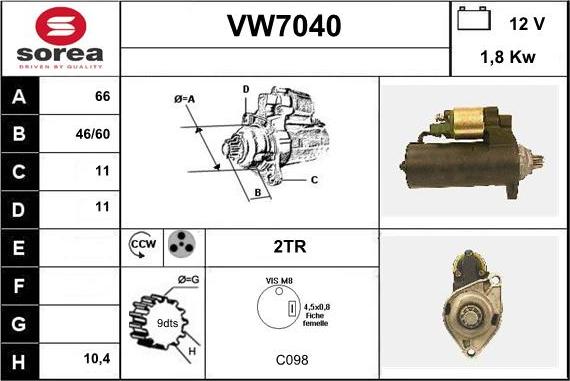 Sera VW7040 - Starteris autospares.lv