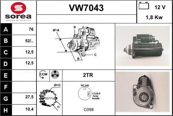 Sera VW7043 - Starteris www.autospares.lv