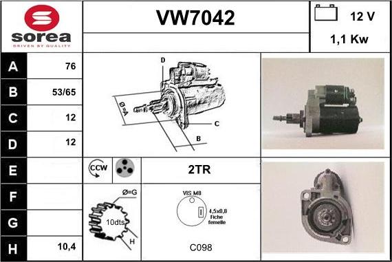 Sera VW7042 - Стартер www.autospares.lv