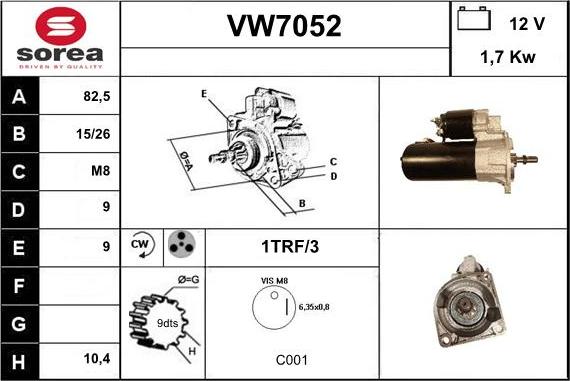 Sera VW7052 - Starteris autospares.lv