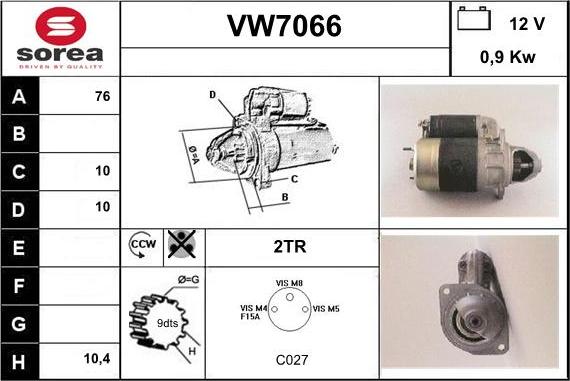 Sera VW7066 - Starteris autospares.lv