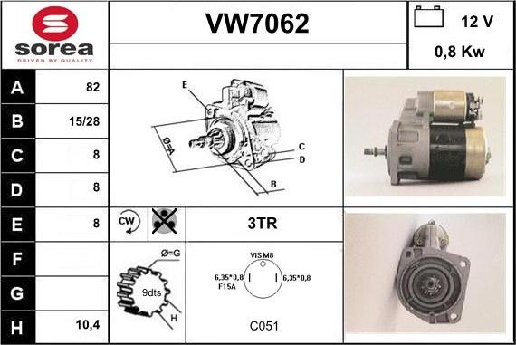 Sera VW7062 - Starteris autospares.lv