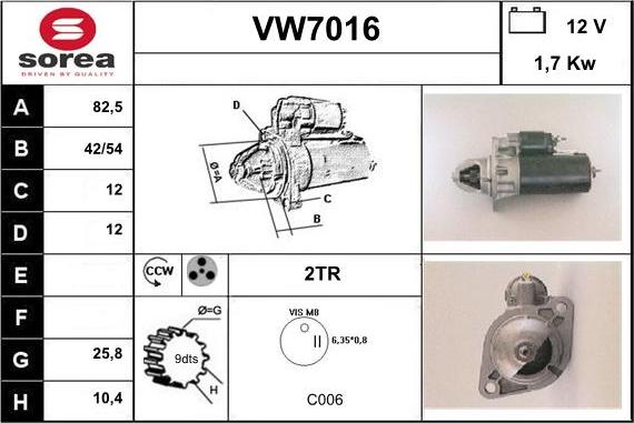 Sera VW7016 - Starteris www.autospares.lv