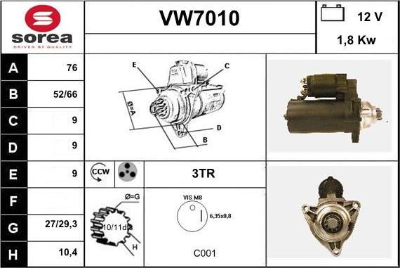 Sera VW7010 - Starteris autospares.lv