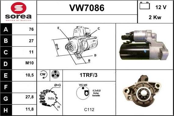 Sera VW7086 - Starter www.autospares.lv