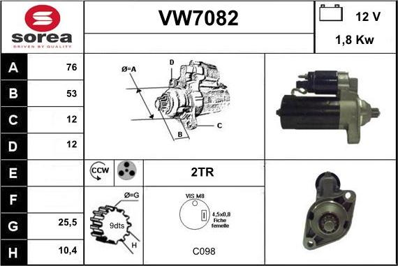 Sera VW7082 - Starteris autospares.lv