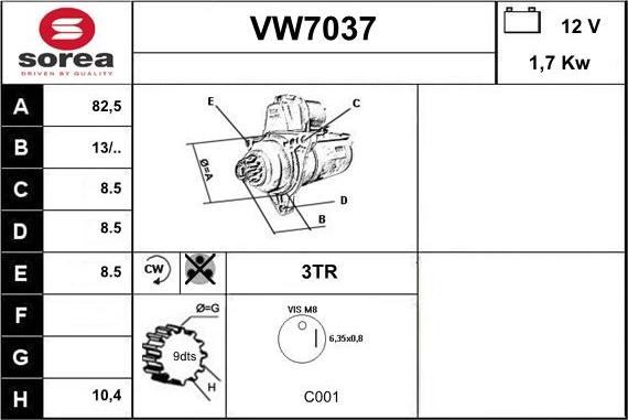 Sera VW7037 - Starteris autospares.lv