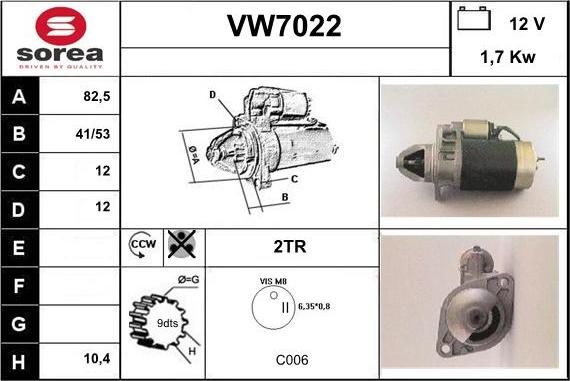 Sera VW7022 - Starteris www.autospares.lv