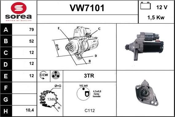 Sera VW7101 - Starteris autospares.lv