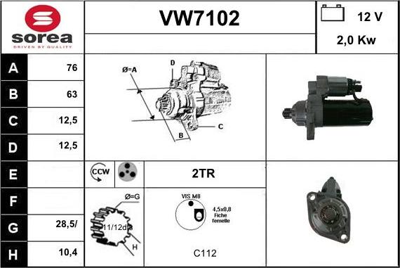 Sera VW7102 - Starteris autospares.lv