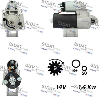 Sidat S12BH0400A2 - Starter www.autospares.lv