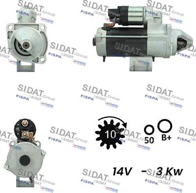 Sidat S12BH0663A2 - Starter www.autospares.lv