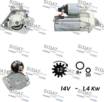 Sidat S12VA0012A2 - Starter www.autospares.lv