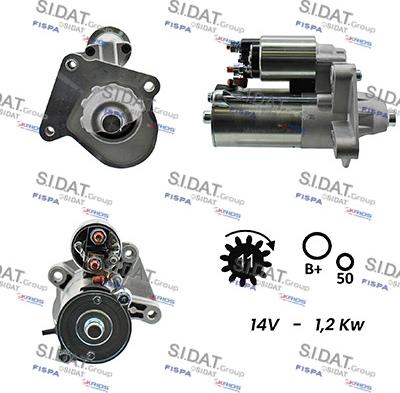 Sidat S12VS0193A2 - Starter www.autospares.lv