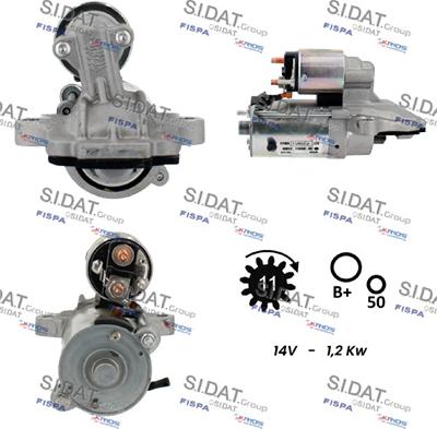 Sidat S12VS0803 - Стартер www.autospares.lv