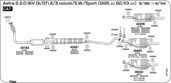 Sigam OP039 - Izplūdes gāzu sistēma www.autospares.lv