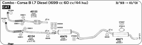 Sigam OP071 - Izplūdes gāzu sistēma www.autospares.lv