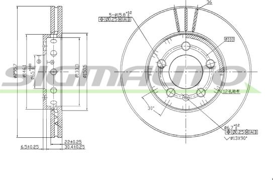 SIGMAUTO DBA927V - Тормозной диск www.autospares.lv