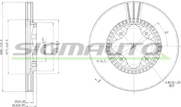 SIGMAUTO DBA494V - Bremžu diski autospares.lv