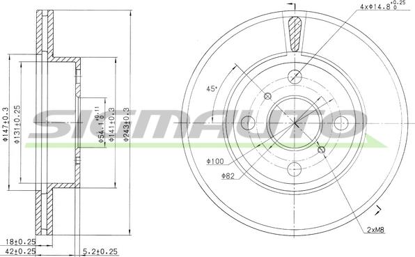 SIGMAUTO DBA407V - Bremžu diski www.autospares.lv