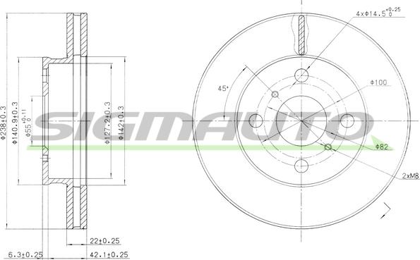 SIGMAUTO DBA413V - Bremžu diski autospares.lv