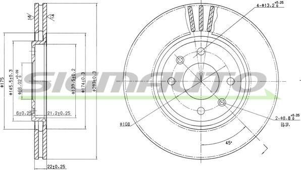 SIGMAUTO DBA489V - Тормозной диск www.autospares.lv