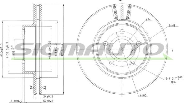 SIGMAUTO DBA485V - Bremžu diski autospares.lv