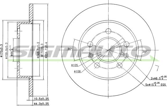 SIGMAUTO DBA556S - Bremžu diski autospares.lv