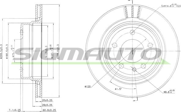 SIGMAUTO DBA520V - Bremžu diski autospares.lv