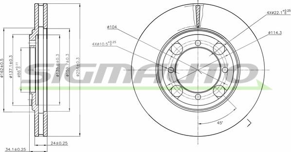 SIGMAUTO DBA691V - Bremžu diski autospares.lv