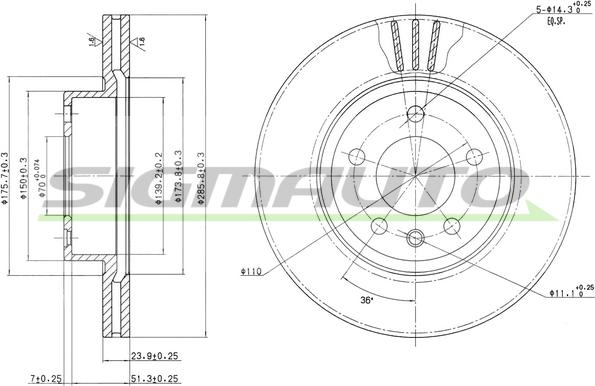 SIGMAUTO DBA697V - Bremžu diski autospares.lv